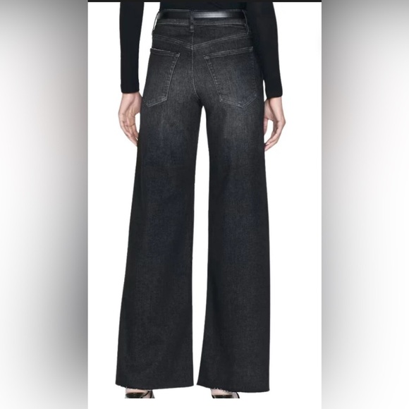 FRAME women’s LE SLIM PALAZZO RAW FRAY HIGH-RISE WIDE-LEG black JEANS Size 32 - Picture 3 of 3